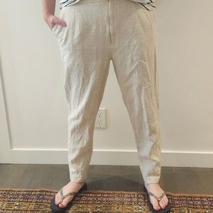 80s Womens Tailored Linen Knit Pants Trousers